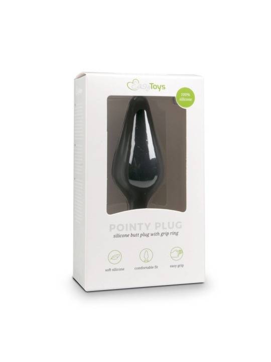 Zwarte buttplug met trekring - small