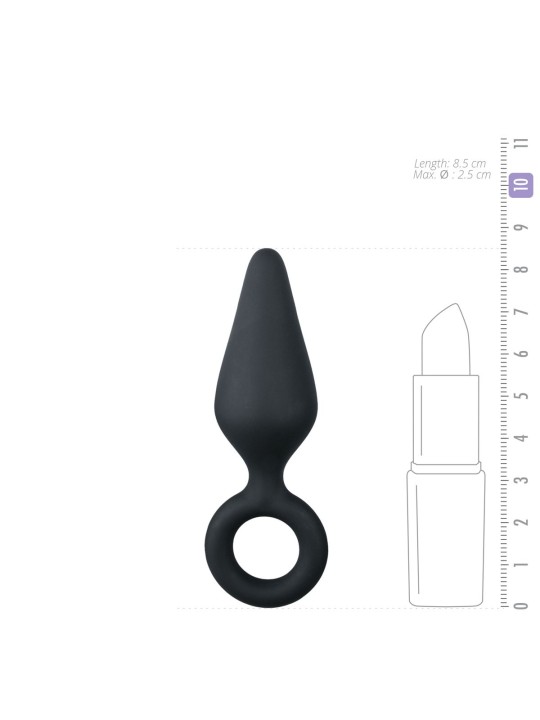 Zwarte buttplug met trekring - small