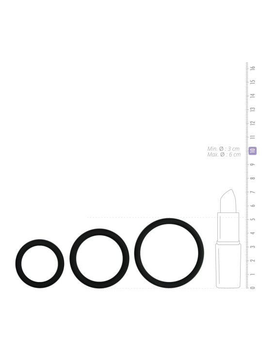 Cockring set - drie maten - zwart