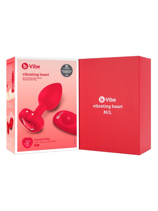 B-Vibe - Vibrerende Hartvormige Butt Plug M/L Rood