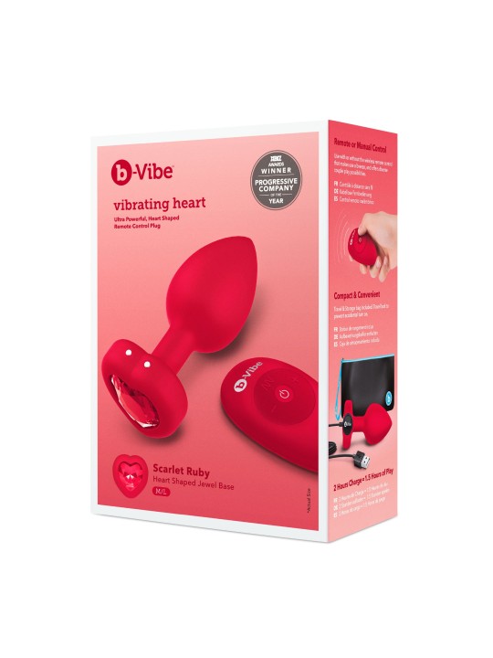 B-Vibe - Vibrerende Hartvormige Butt Plug M/L Rood