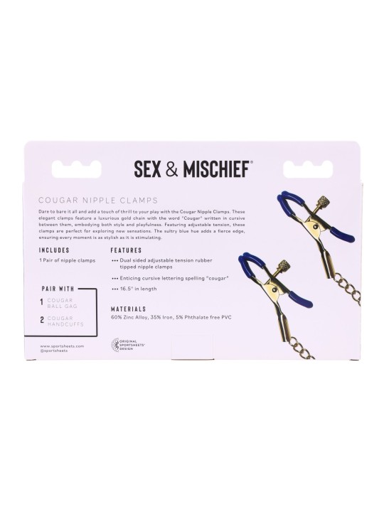 Sportsheets - Cougar Nipple Clamps - Gold