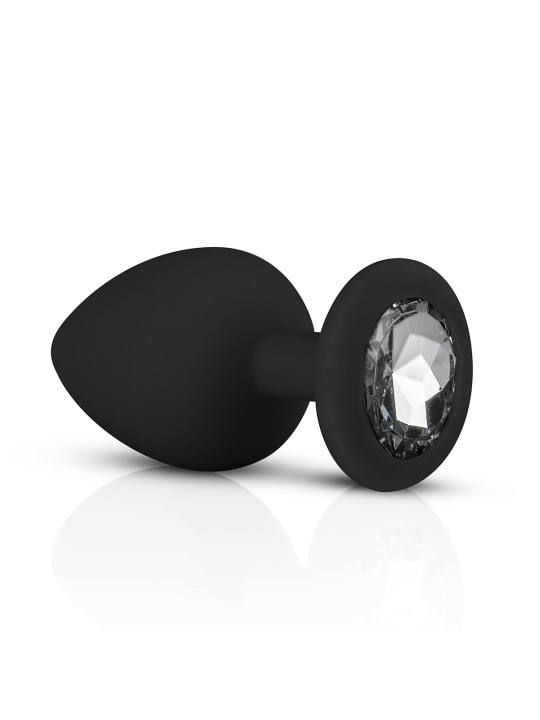 Silicone Buttplug Set with Diamond - Black
