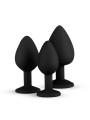 Silicone Buttplug Set with Diamond - Black