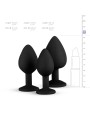 Silicone Buttplug Set with Diamond - Black