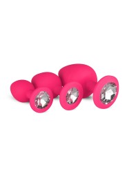 Silicone Butt Plug with Diamond - Pink