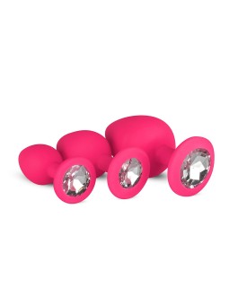 Silicone Butt Plug with Diamond - Pink