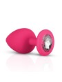 Silicone Butt Plug with Diamond - Pink