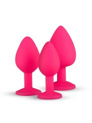 Silicone Butt Plug with Diamond - Pink