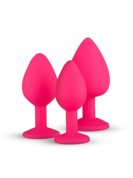 Silicone Butt Plug with Diamond - Pink
