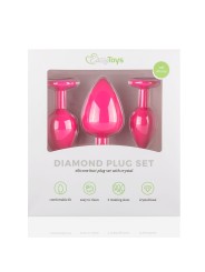Silicone Butt Plug with Diamond - Pink