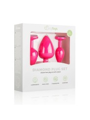 Silicone Butt Plug with Diamond - Pink