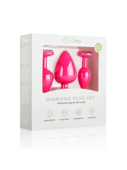 Silicone Butt Plug with Diamond - Pink