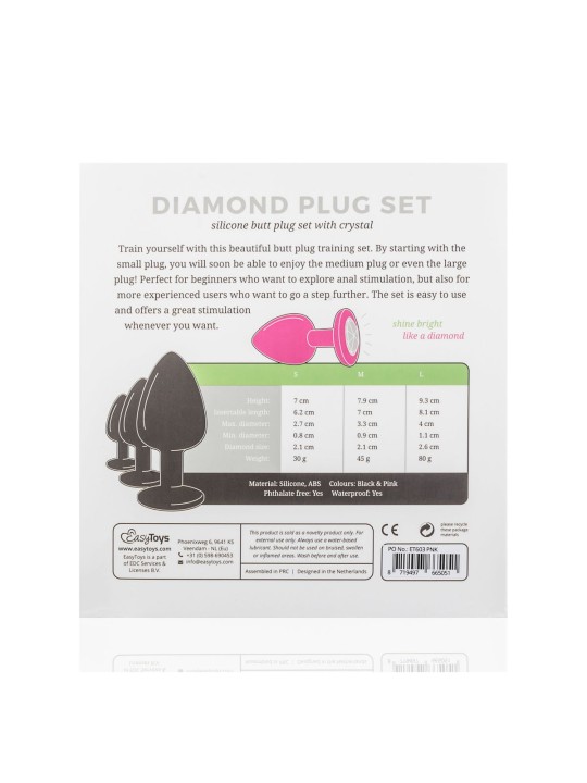Silicone Butt Plug with Diamond - Pink