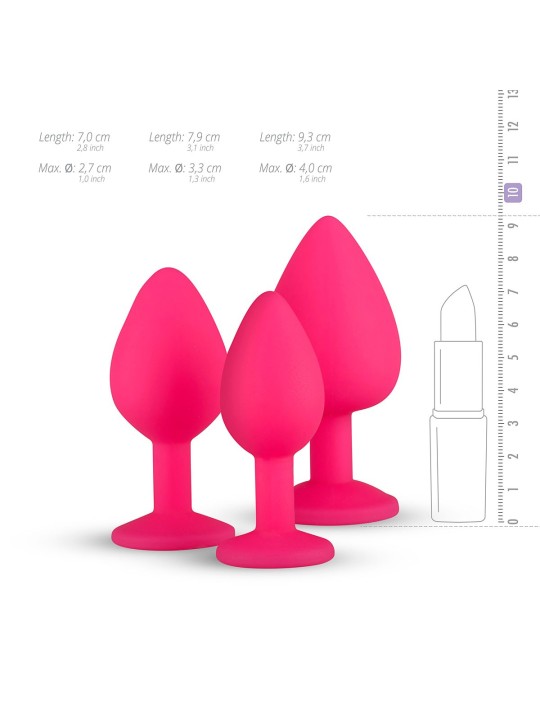 Silicone Butt Plug with Diamond - Pink