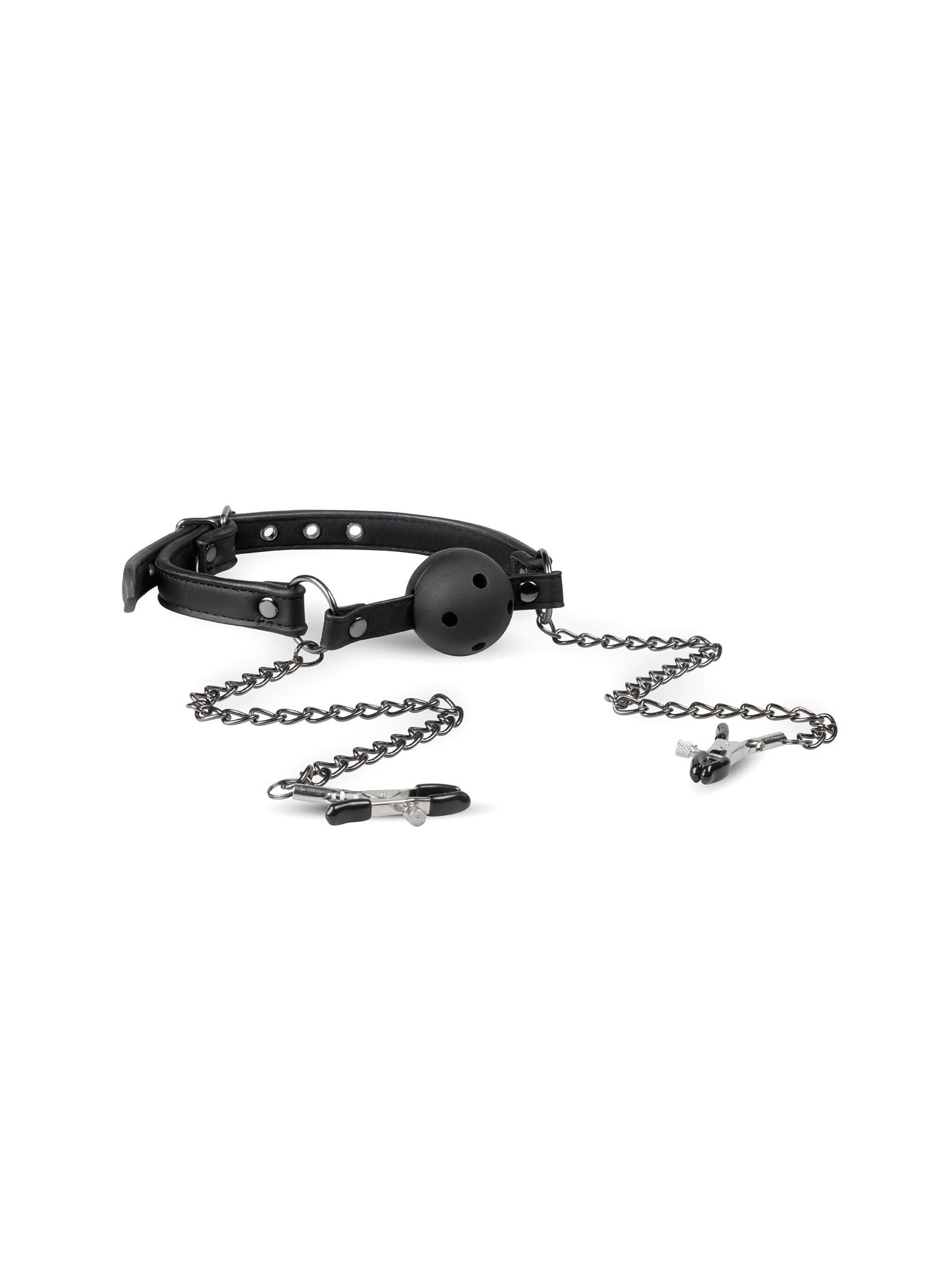 Easytoys Fetish - Open Ball Gag With Nipple Clamps