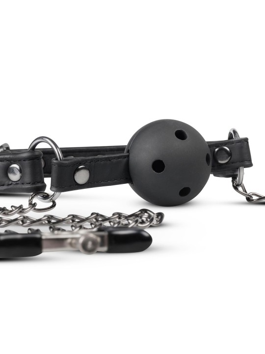 Easytoys Fetish - Open Ball Gag With Nipple Clamps