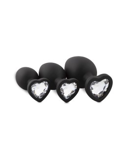 Silicone Buttplug Set with Diamond - Heart