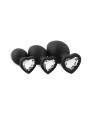 Silicone Buttplug Set with Diamond - Heart