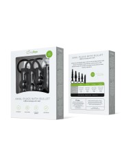 Anal Plug Set With Bullet Vibrator - Black