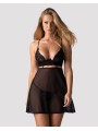 Obsessive - Nutris Babydoll & String - Zwart