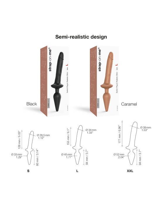 Strap-On-Me - Switch Plug-in Realistic Dildo Caramel L
