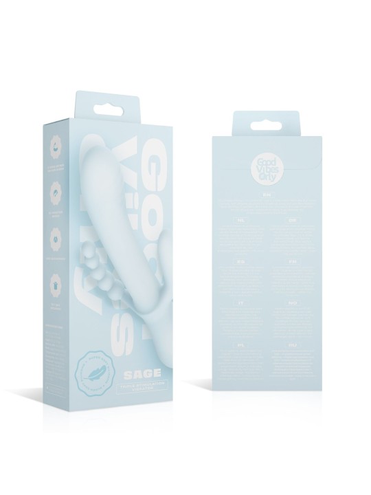 Good Vibes Only - Triple Stimulation Vibe - Soft Silicone - Blue