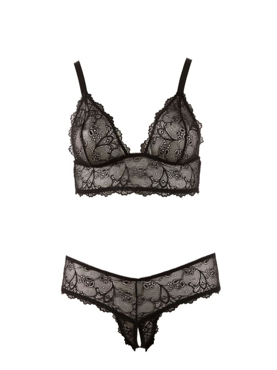 Cottelli Collection - Bra and crotchless G-string