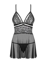 Obsessive - Babydoll Setje - Zwart