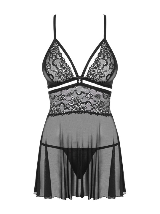 Obsessive - Babydoll Setje - Zwart
