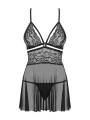 Obsessive - Babydoll Setje - Zwart