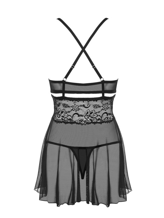 Obsessive - Babydoll Setje - Zwart