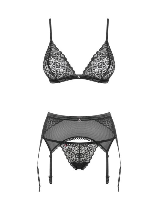 Obsessive - 3-delige Bh-set Shibu - zwart
