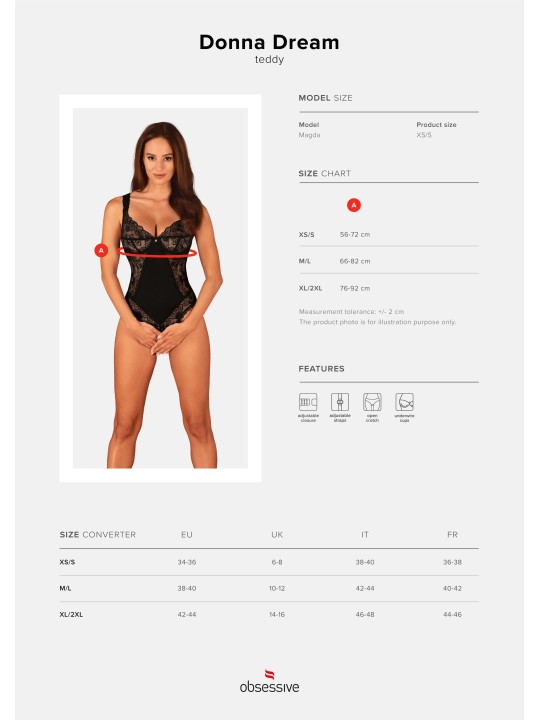 Obsessive - Donna Dream Body Met Open Kruisje - Zwart