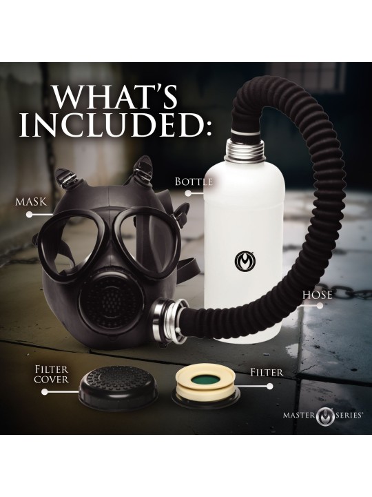 XR Brands - Inhaler Gas Masker Met Fles - Zwart & Wit