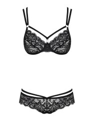 Obsessive - 2-Delige Kanten BH Set - Zwart