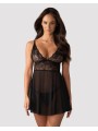 Obsessive - Idillia Babydoll and Thong - Black