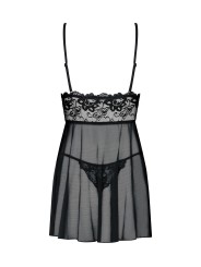 Obsessive - Idillia Babydoll and Thong - Black