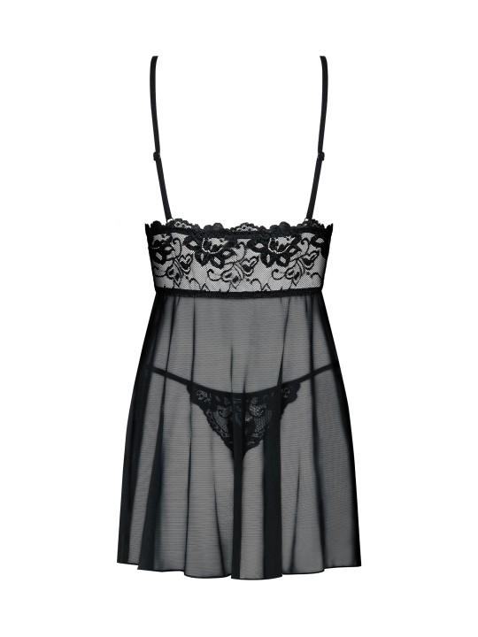 Obsessive - Idillia Babydoll and Thong - Black