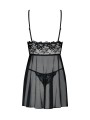 Obsessive - Idillia Babydoll and Thong - Black