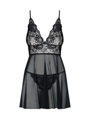 Obsessive - Idillia Babydoll and Thong - Black