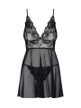 Obsessive - Idillia Babydoll and Thong - Black