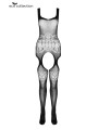 Suspender Catsuit with design black