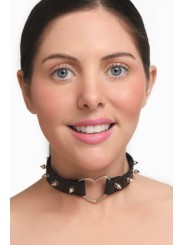 XR Brands - Spiked Heart Choker - Zwart