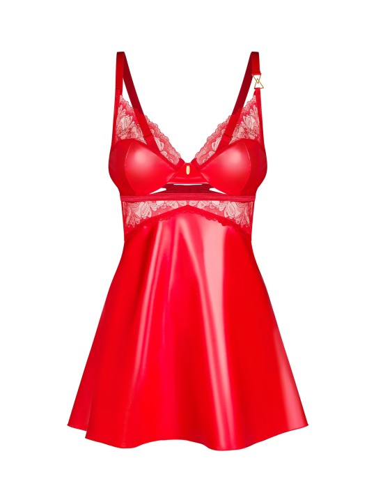 Obsessive - Aliosa Chemise & String - Rood