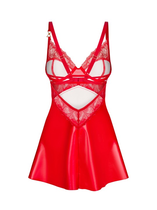 Obsessive - Aliosa Chemise & String - Rood