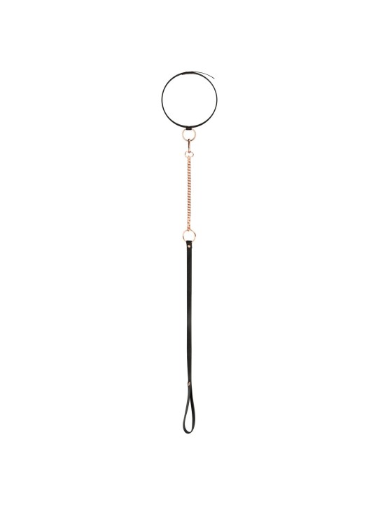 Rosy Gold - Halsband met Leash - Zwart