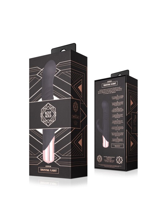 Rosy Gold - Rabbit Vibrator with thrusting function - Black