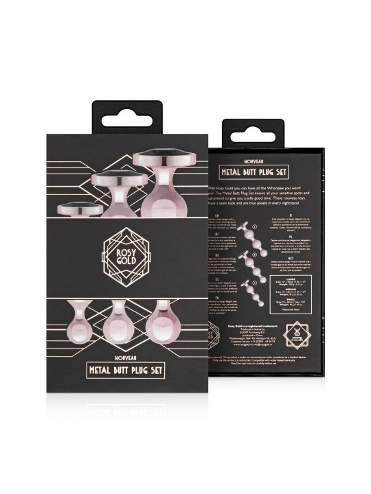 Rosy Gold - Metal Butt Plug Set 3 Pieces - Rose Gold