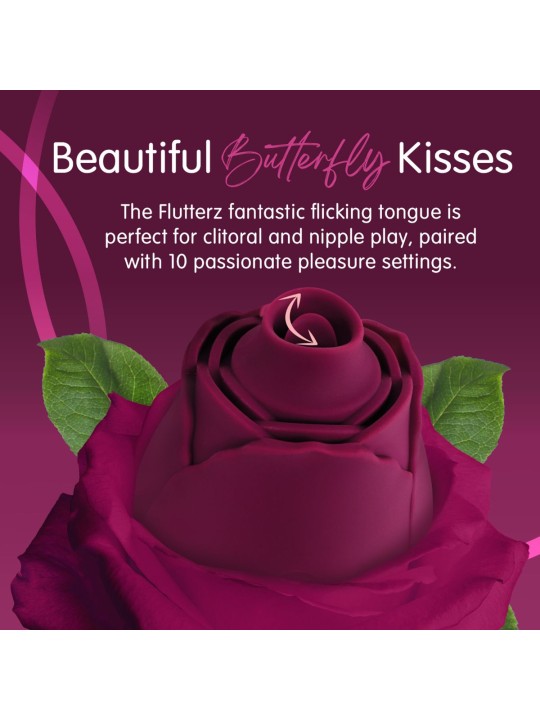 Skins Rose Buddies - The Rose Flutterz Vibrator - Burgundy